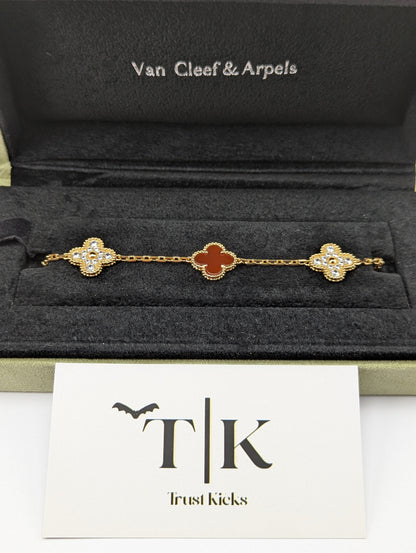 Pulso Tipo Van Cleef Baño de Oro Rosa 18k "Rojo con Zirconia"