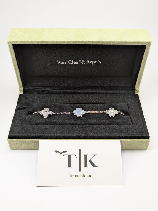 Pulso Tipo Van Cleef Plata .925 "Azul con Zirconia"