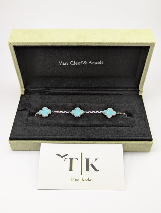 Pulso Tipo Van Cleef Plata .925 "Plata con Aqua"
