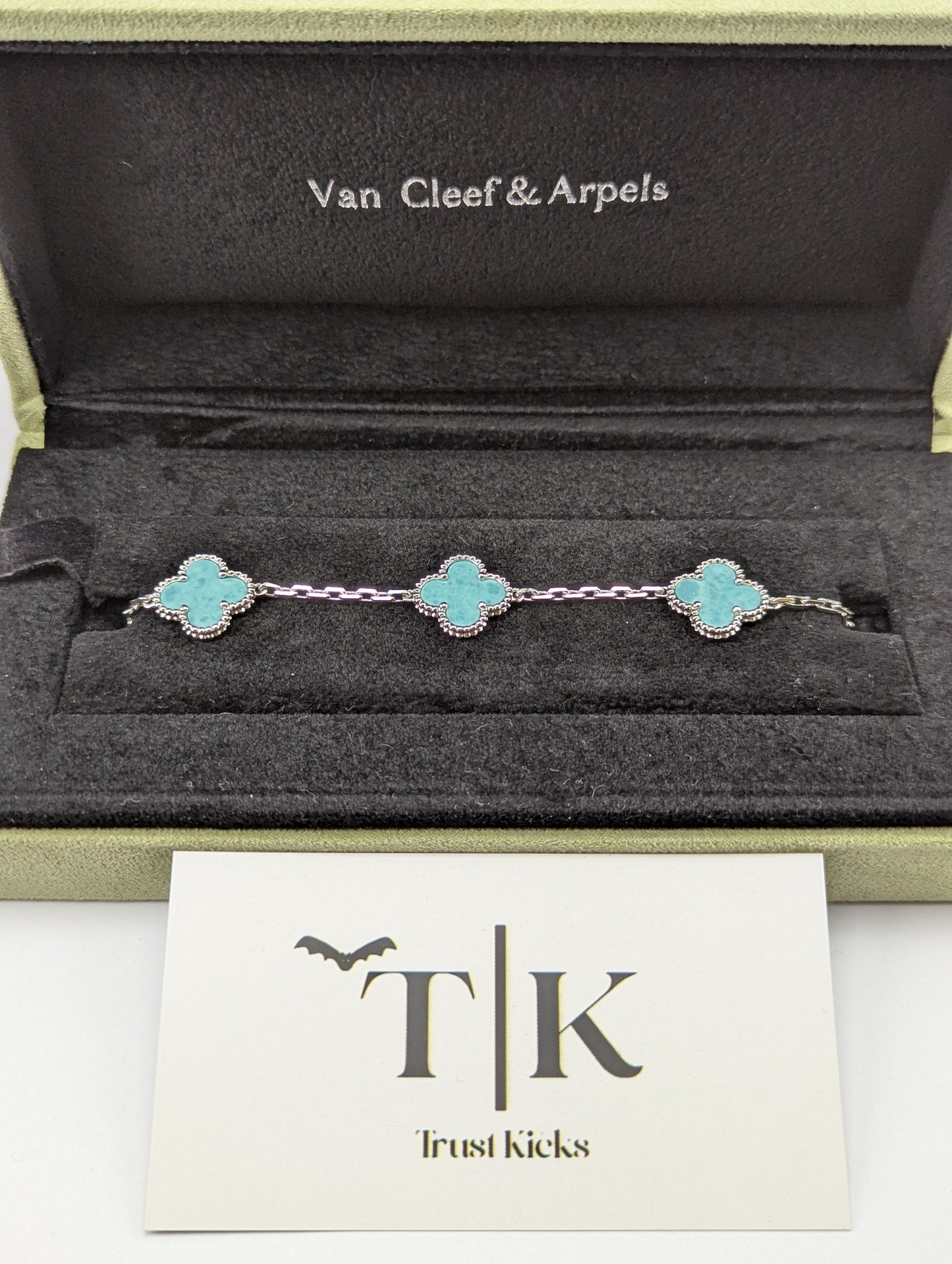 Pulso Tipo Van Cleef Plata .925 "Plata con Aqua"