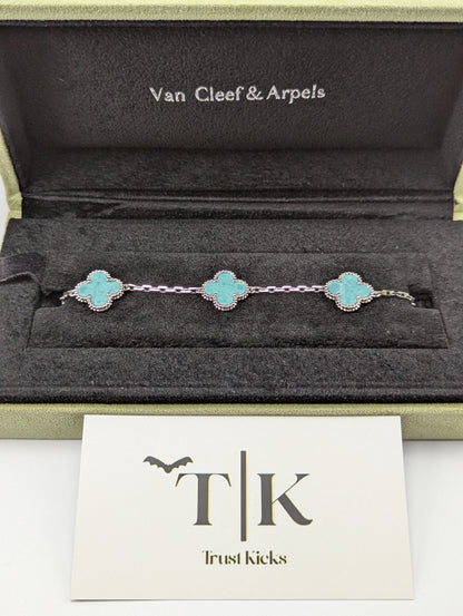Pulso Tipo Van Cleef Plata .925 "Plata con Aqua"