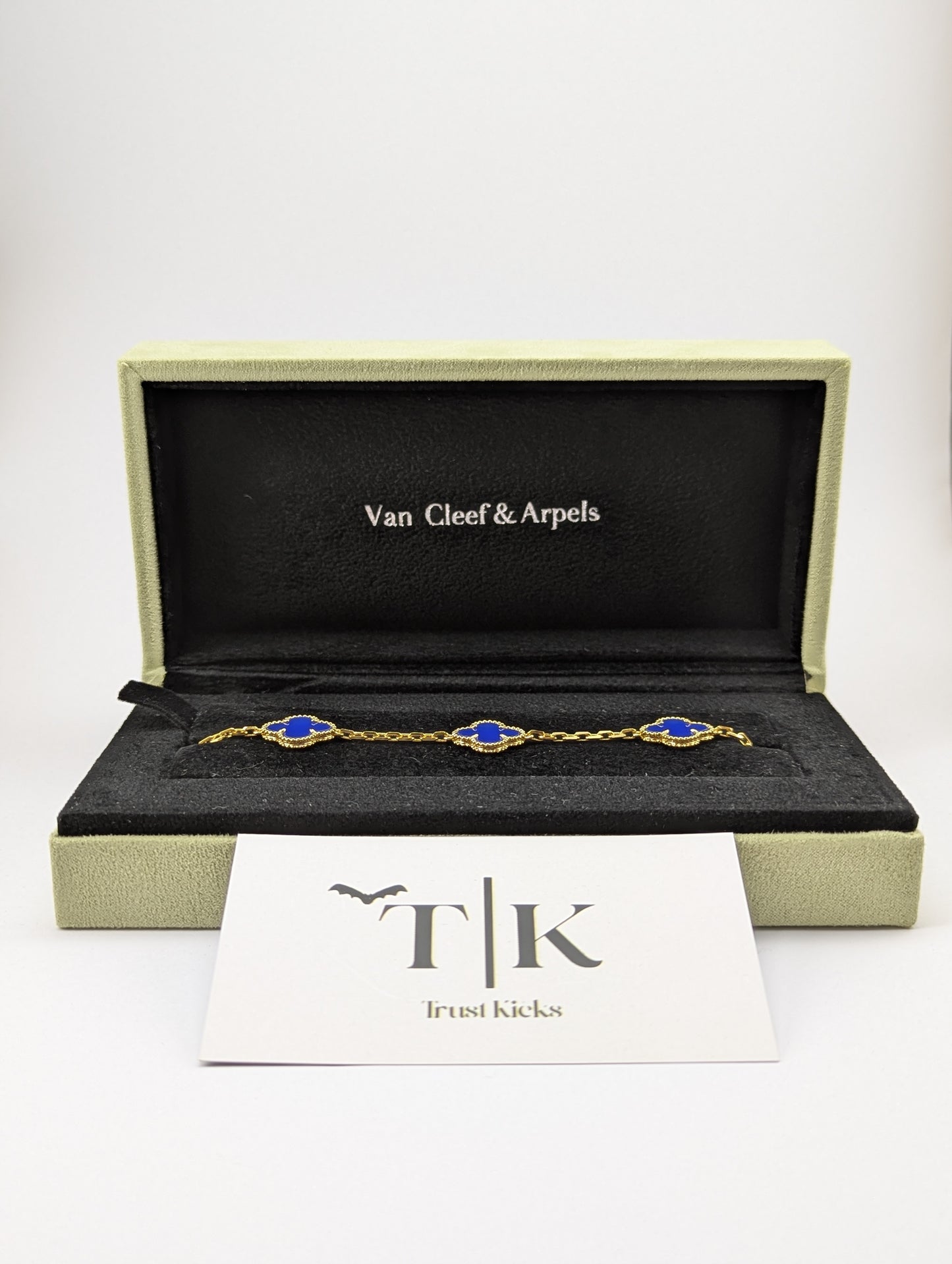 Pulso Tipo Van Cleef Baño de Oro 18k "Dorado con Azul"