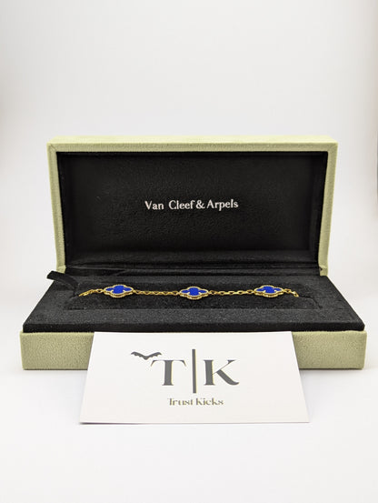 Pulso Tipo Van Cleef Baño de Oro 18k "Dorado con Azul"