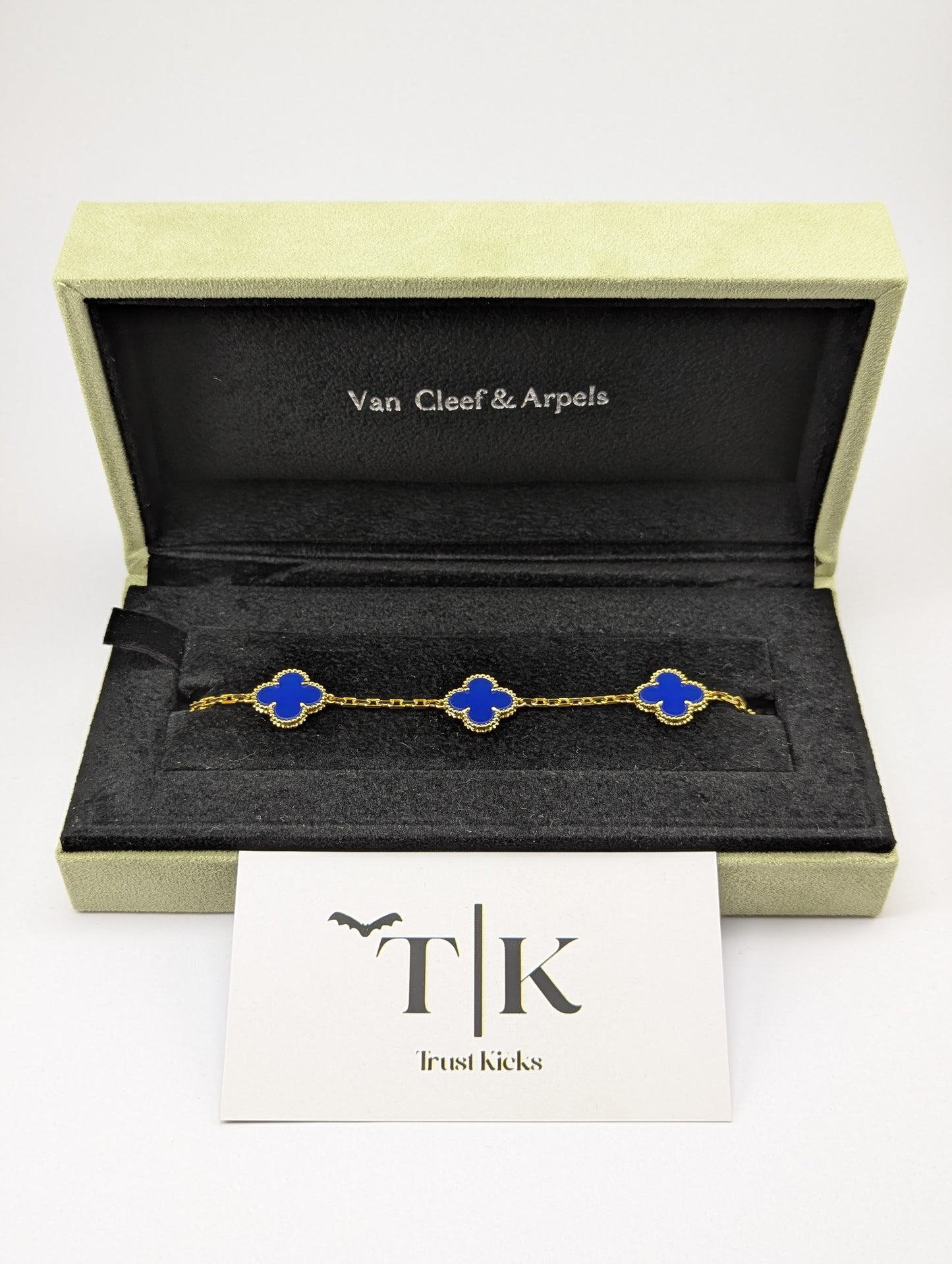 Pulso Tipo Van Cleef Baño de Oro 18k "Dorado con Azul"