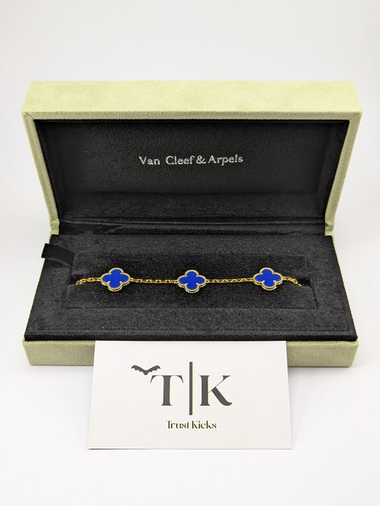 Pulso Tipo Van Cleef Baño de Oro 18k "Dorado con Azul"