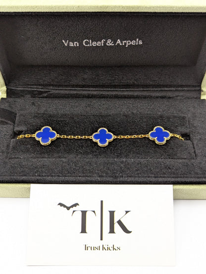Pulso Tipo Van Cleef Baño de Oro 18k "Dorado con Azul"