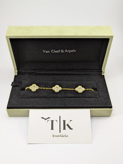Pulso Tipo Van Cleef Baño de Oro 18k "Dorado con Zirconia"