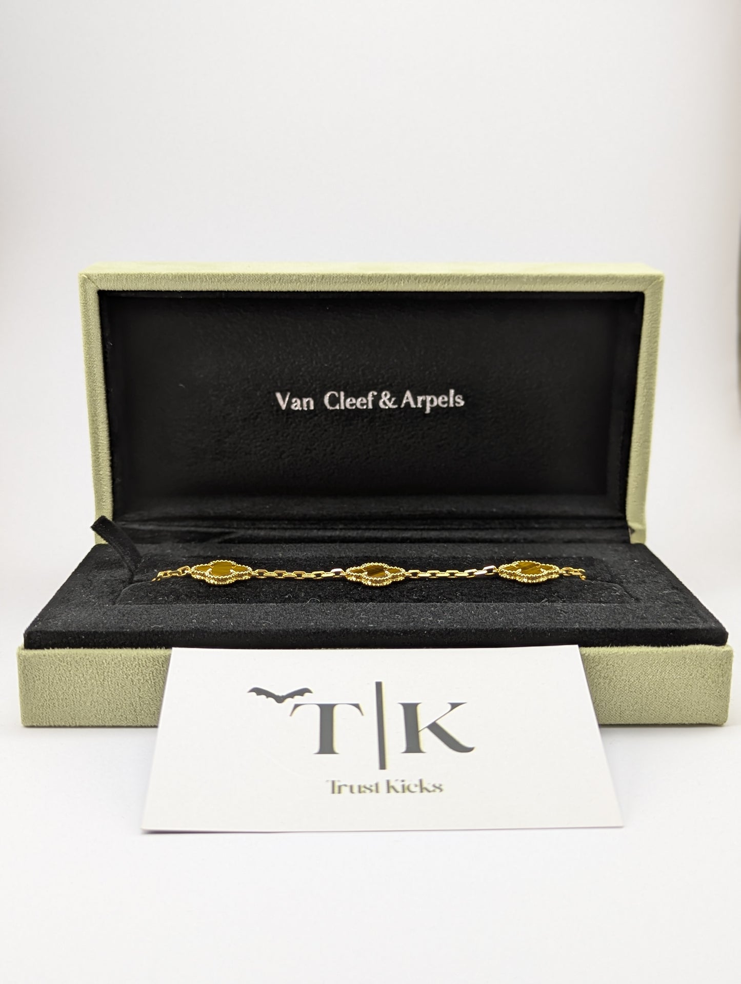 Pulso Tipo Van Cleef Baño de Oro 18k "Ojo de Tigre"