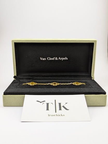 Pulso Tipo Van Cleef Baño de Oro 18k "Ojo de Tigre"
