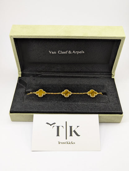 Pulso Tipo Van Cleef Baño de Oro 18k "Ojo de Tigre"