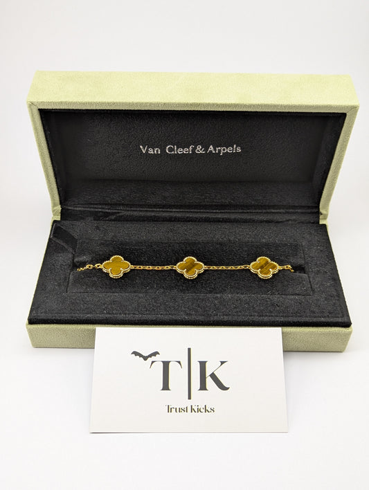 Pulso Tipo Van Cleef Baño de Oro 18k "Ojo de Tigre"