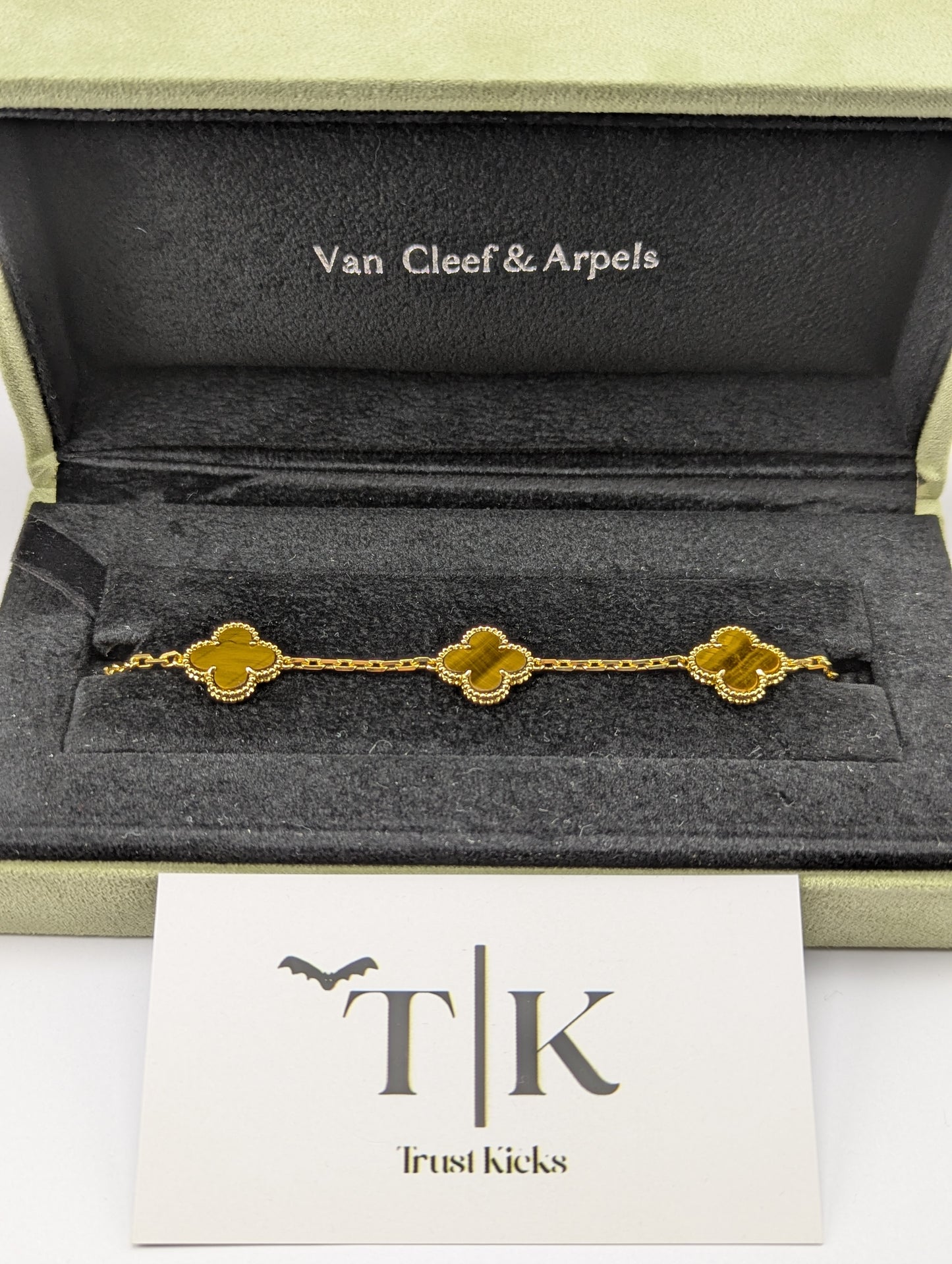 Pulso Tipo Van Cleef Baño de Oro 18k "Ojo de Tigre"