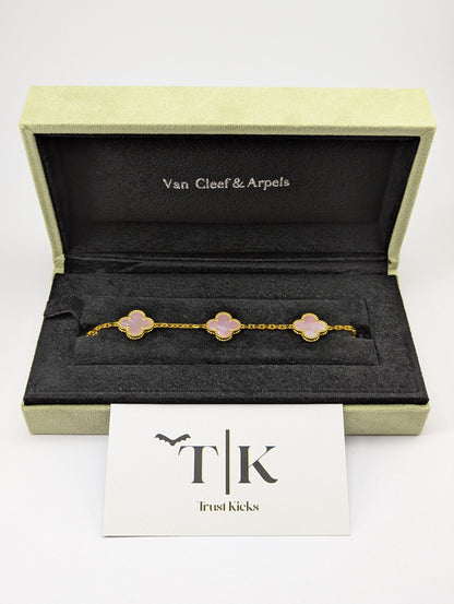 Pulso Tipo Van Cleef Baño de Oro 18k "Dorado con Rosa"