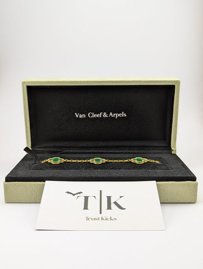 Pulso Tipo Van Cleef Baño de Oro 18k "Verde con Dorado"