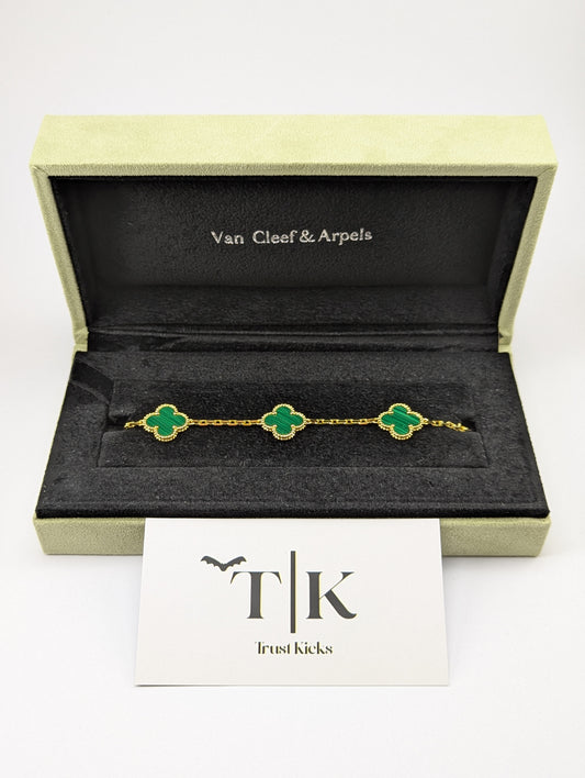Pulso Tipo Van Cleef Baño de Oro 18k "Verde con Dorado"