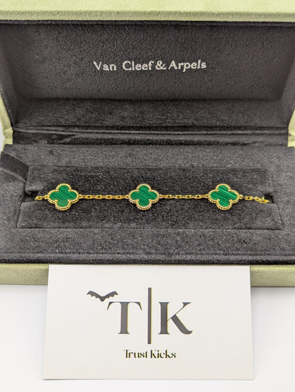 Pulso Tipo Van Cleef Baño de Oro 18k "Verde con Dorado"