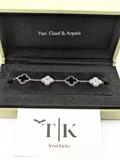 Pulso Tipo Van Cleef Plata .925 "Negro con Zirconia"