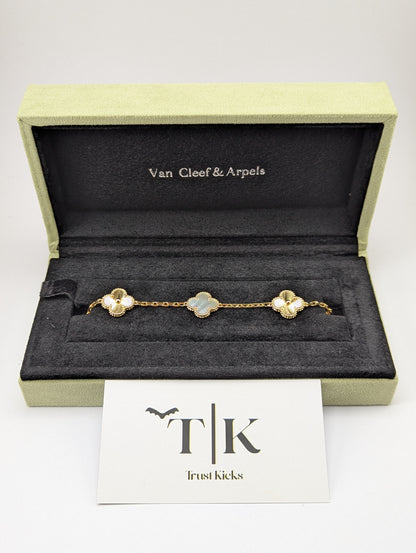 Pulso Tipo Van Cleef Baño de Oro Rosa 18k "Caledonia Gris con Oro"