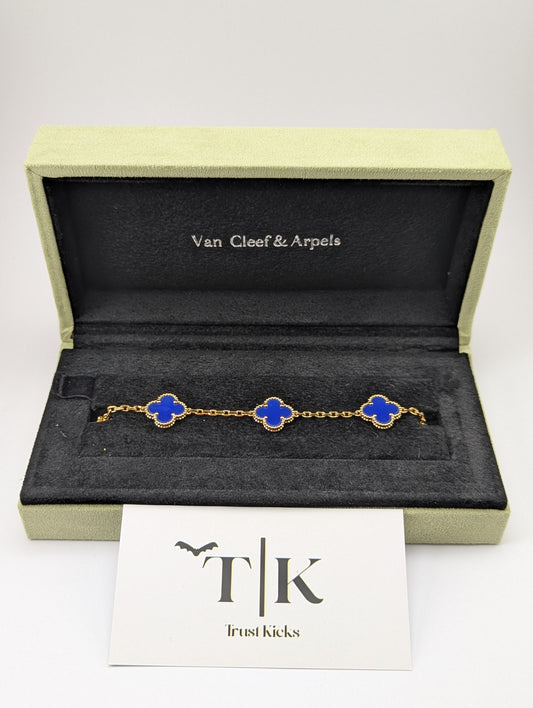 Pulso Tipo Van Cleef Baño de Oro Rosa 18k "Azul"