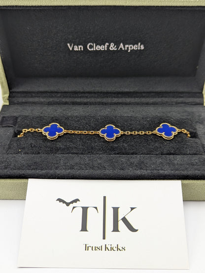 Pulso Tipo Van Cleef Baño de Oro Rosa 18k "Azul"