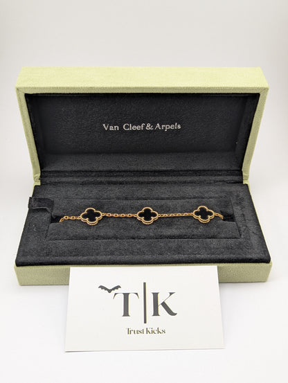 Pulso Tipo Van Cleef Baño de Oro Rosa 18k "Negro"