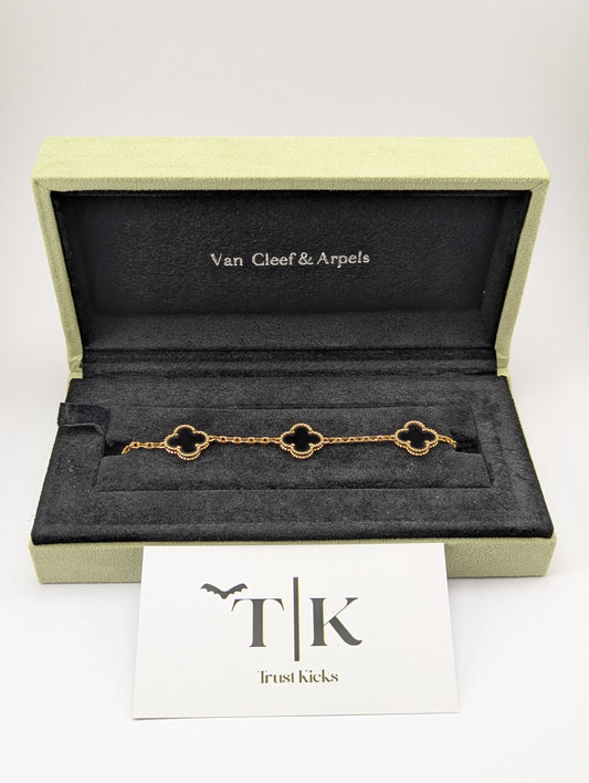 Pulso Tipo Van Cleef Baño de Oro Rosa 18k "Negro"