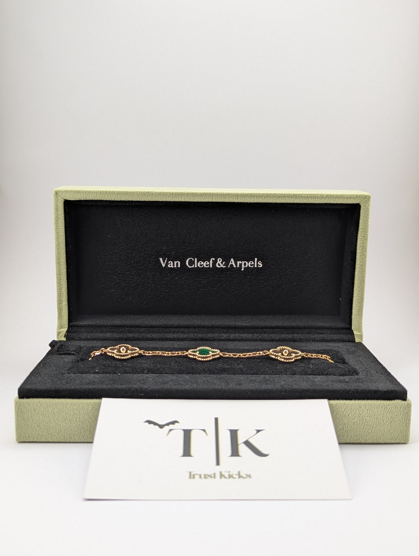 Pulso Tipo Van Cleef Baño de Oro Rosa 18k "Verde con Oro"