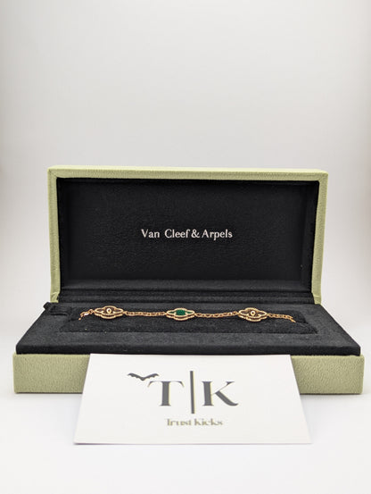 Pulso Tipo Van Cleef Baño de Oro Rosa 18k "Verde con Oro"