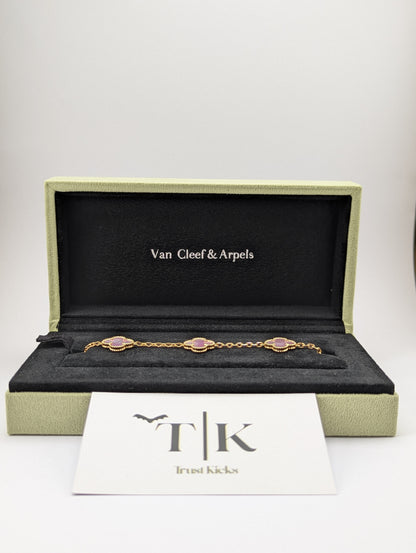 Pulso Tipo Van Cleef Baño de Oro Rosa 18k "Rosa Calcedonia"