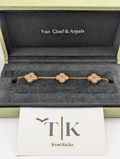 Pulso Tipo Van Cleef Baño de Oro Rosa 18k "Zirconia"