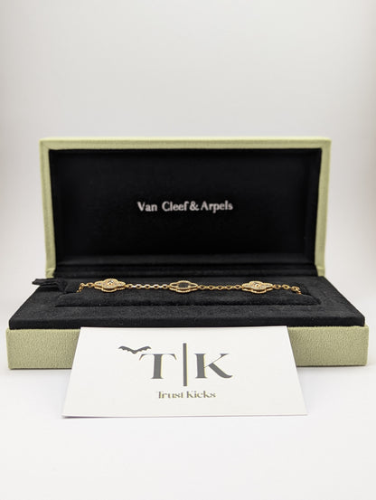 Pulso Tipo Van Cleef Baño de Oro Rosa 18k "Gris con Zirconia"