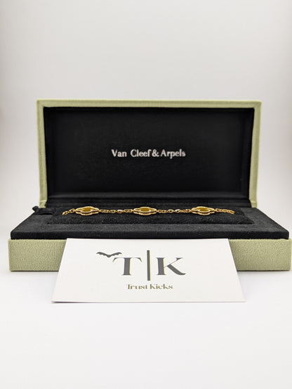 Pulso Tipo Van Cleef Baño de Oro Rosa 18k "Ojo de Tigre"