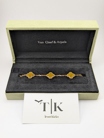 Pulso Tipo Van Cleef Baño de Oro Rosa 18k "Ojo de Tigre"