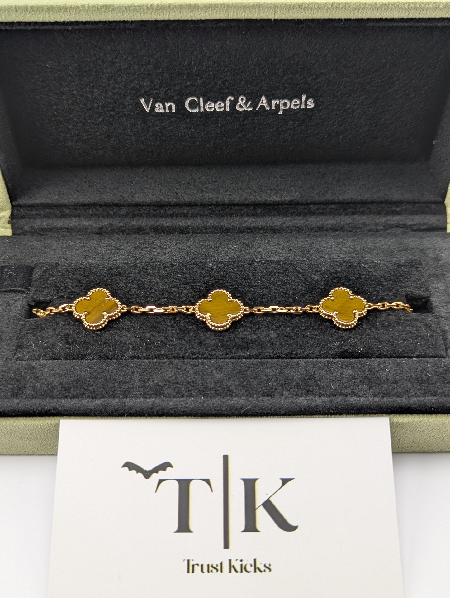 Pulso Tipo Van Cleef Baño de Oro Rosa 18k "Ojo de Tigre"