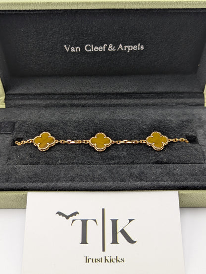 Pulso Tipo Van Cleef Baño de Oro Rosa 18k "Ojo de Tigre"