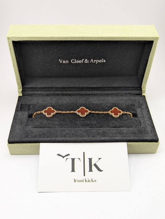 Pulso Tipo Van Cleef Baño de Oro Rosa 18k "Rojo"