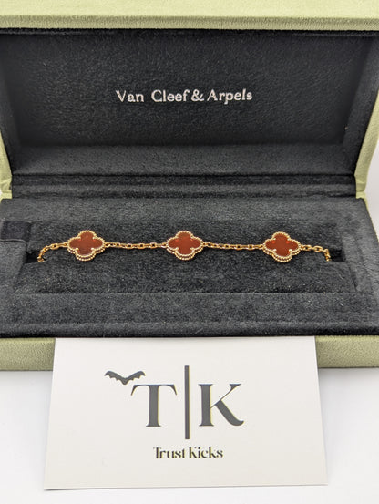 Pulso Tipo Van Cleef Baño de Oro Rosa 18k "Rojo"