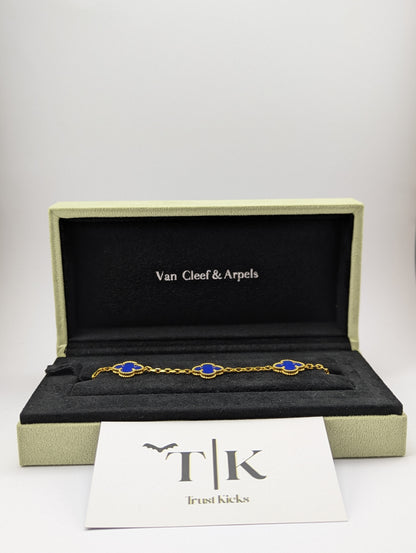 Pulso Tipo Van Cleef Baño de Oro 18k "Azul"