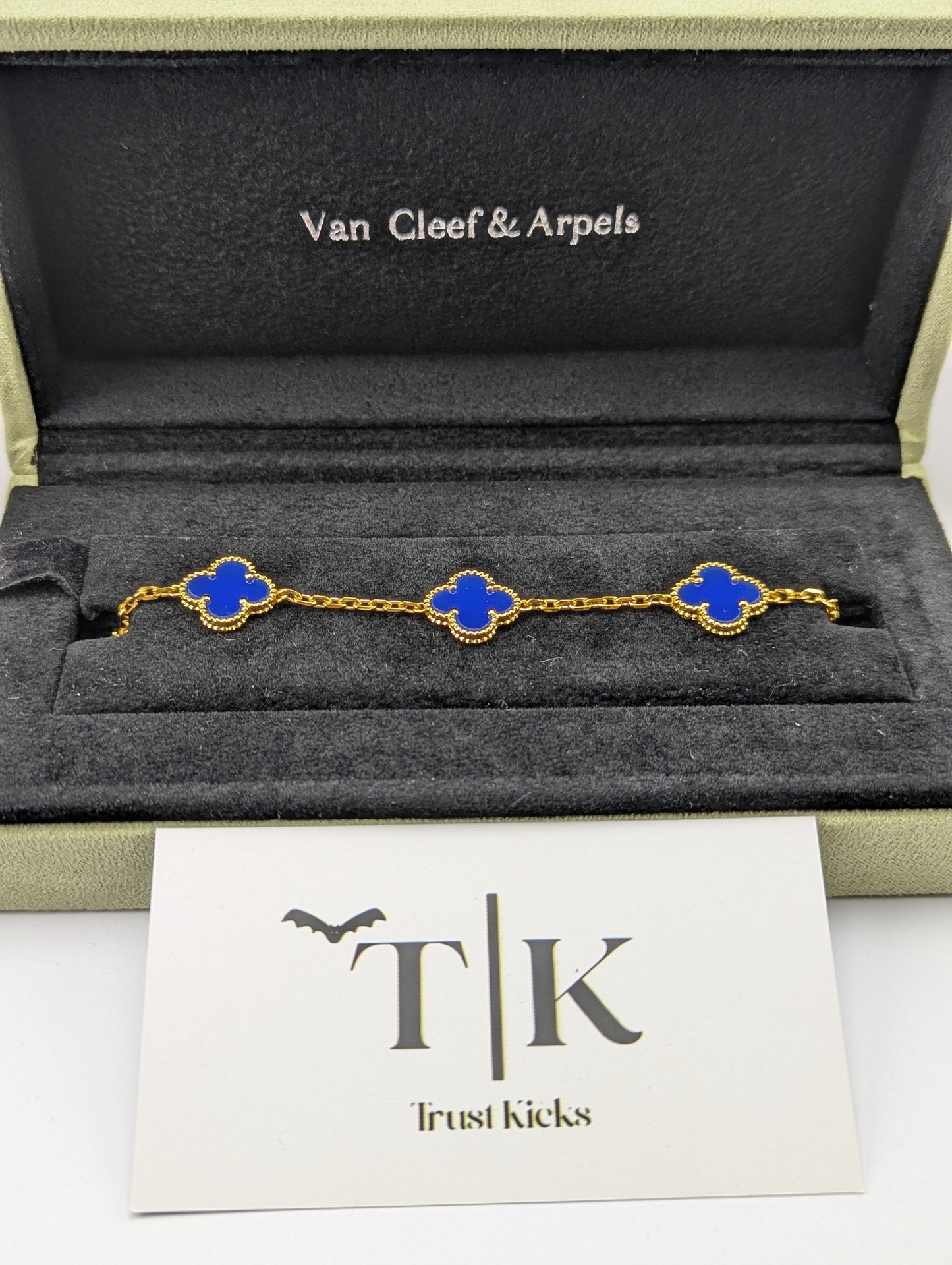 Pulso Tipo Van Cleef Baño de Oro 18k "Azul"