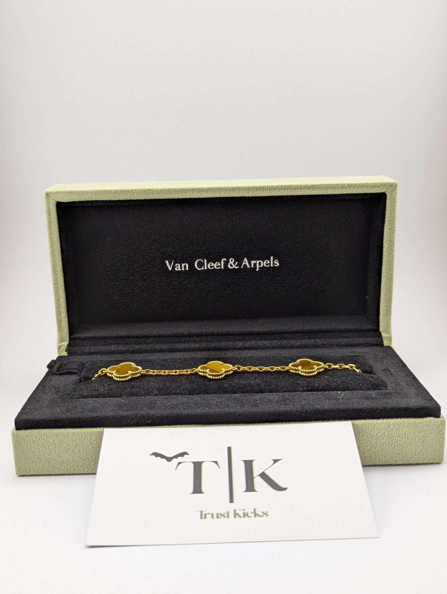 Pulso Tipo Van Cleef Baño de Oro 18k "Ojo de Tigre"