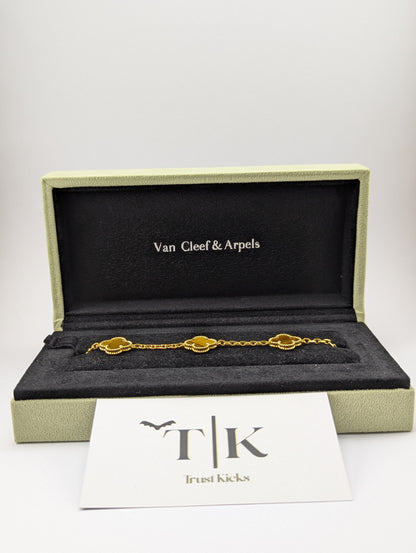 Pulso Tipo Van Cleef Baño de Oro 18k "Ojo de Tigre"