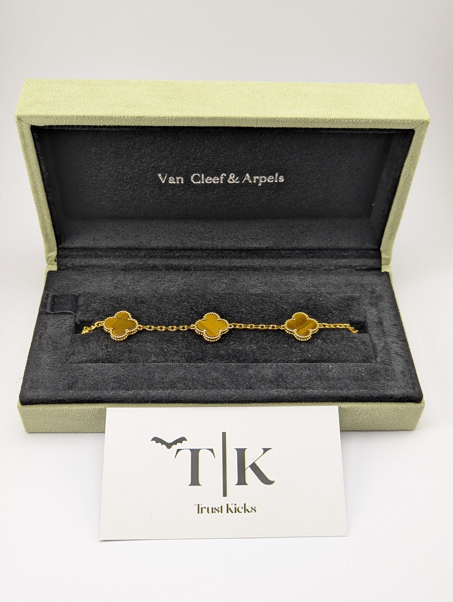 Pulso Tipo Van Cleef Baño de Oro 18k "Ojo de Tigre"