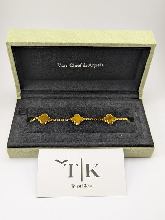 Pulso Tipo Van Cleef Baño de Oro 18k "Ojo de Tigre"