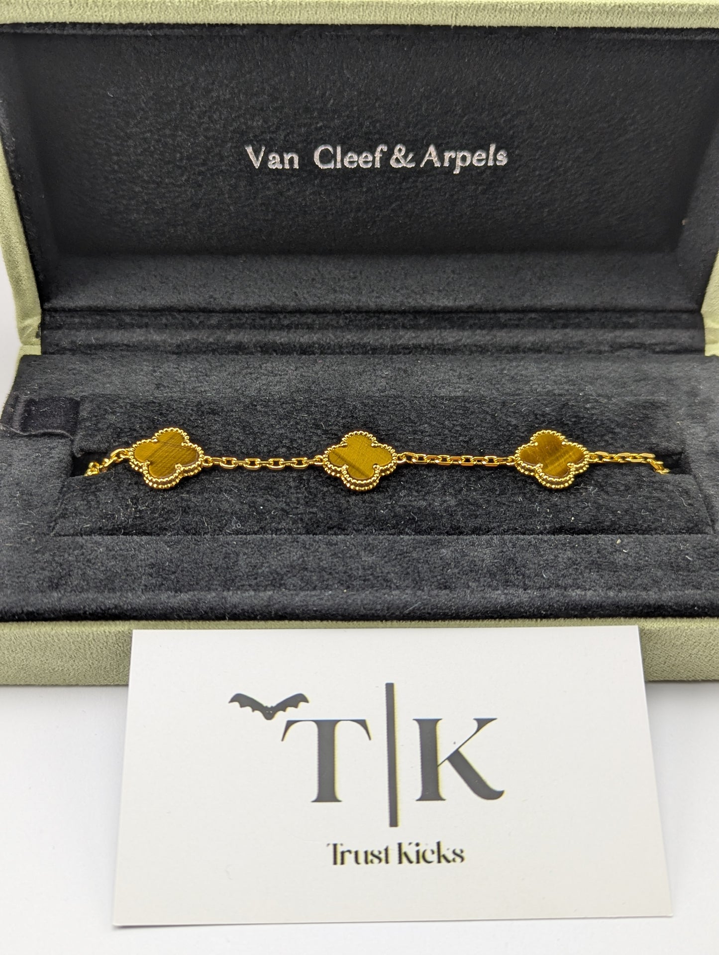 Pulso Tipo Van Cleef Baño de Oro 18k "Ojo de Tigre"