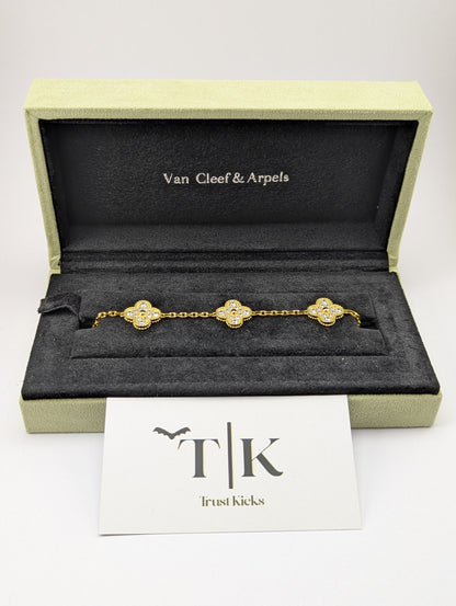 Pulso Tipo Van Cleef Baño de Oro 18k "Full Zirconia"