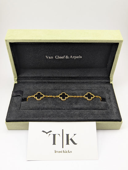 Pulso Tipo Van Cleef Baño de Oro 18k "Negro"