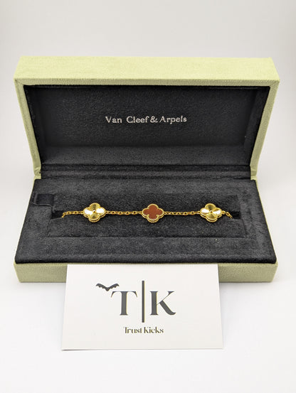 Pulso Tipo Van Cleef Baño de Oro 18k "Marrón con Oro"