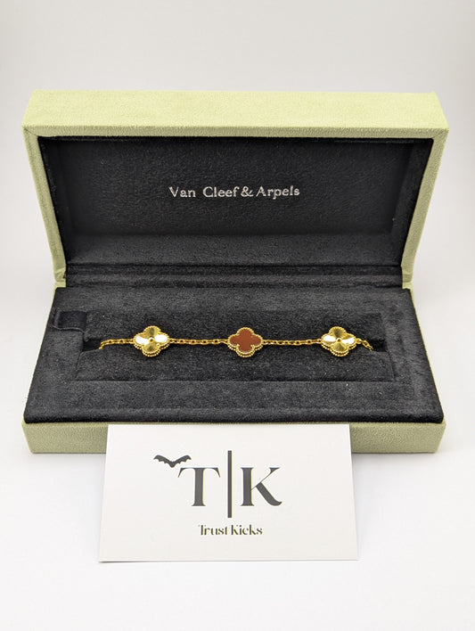 Pulso Tipo Van Cleef Baño de Oro 18k "Marrón con Oro"