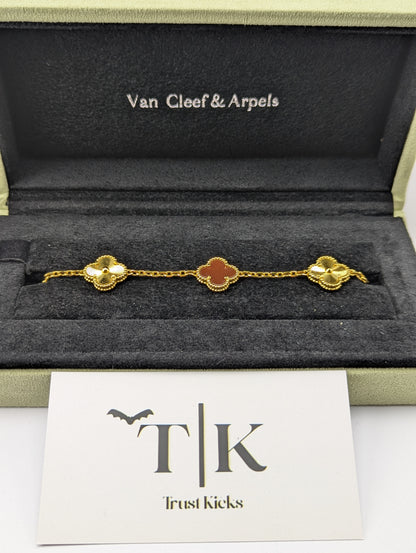 Pulso Tipo Van Cleef Baño de Oro 18k "Marrón con Oro"