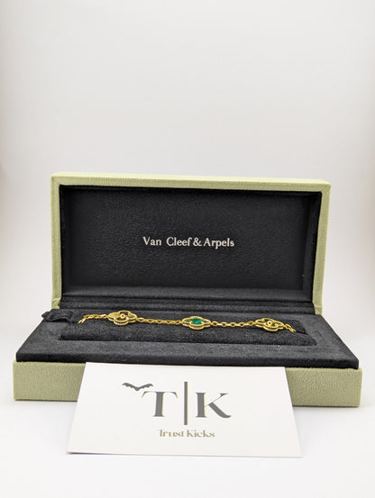 Pulso Tipo Van Cleef Baño de Oro 18k "Verde con Oro"